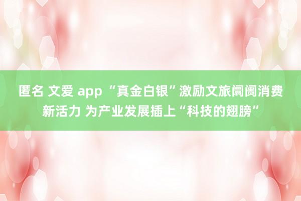 匿名 文爱 app “真金白银”激励文旅阛阓消费新活力 为产业发展插上“科技的翅膀”